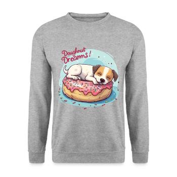 Doughnut Dog Dreams Donut Hunde Träume - Sweat-shirt Unisexe - gris chiné - Devant - Alina (178cm) & Michal (187cm)