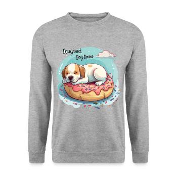 Doughnut Dog Dreams Donut Hunde Träume - Sweat-shirt Unisexe - gris chiné - Devant - Alina (178cm) & Michal (187cm)