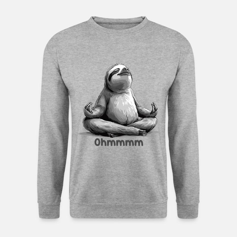 Yoga Faultier Entspannung Chillen Meditation - Unisex Pullover - Weißgrau meliert