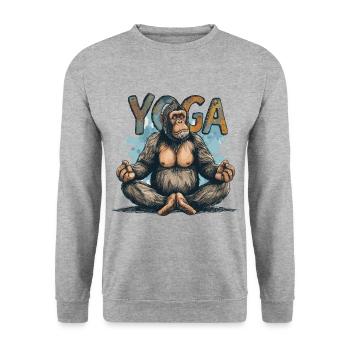 Yoga Monkey Relaxation Chilling Meditation Namaste - Unisex Sweatshirt - salt & pepper - Front - Alina (178cm) & Michal (187cm)