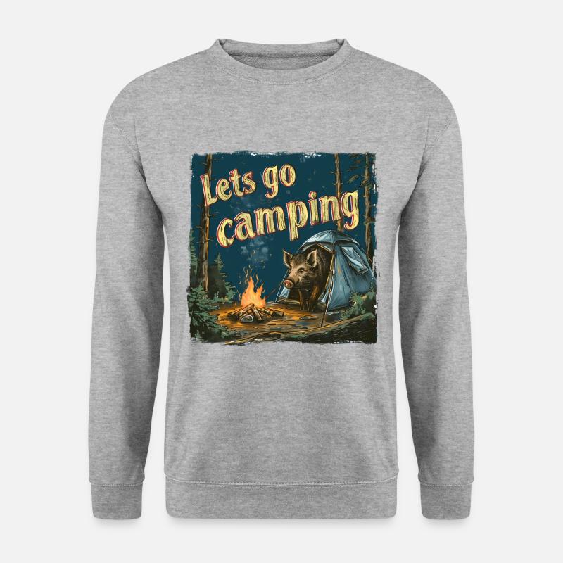 Allons camper Sanglier Aventure Camping - Sweat-shirt Unisexe - gris chiné