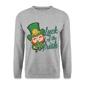 Leprechaun Leprechaun Saint-Patrick Irlande - Sweat-shirt Unisexe - gris chiné - Devant - Alina (178cm) & Michal (187cm)