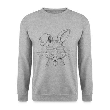 Lustiger Hase Niedliches Kaninchen Hasen Geschenk - Unisex Pullover - Weißgrau meliert - Vorne - Alina (178cm) & Michal (187cm)