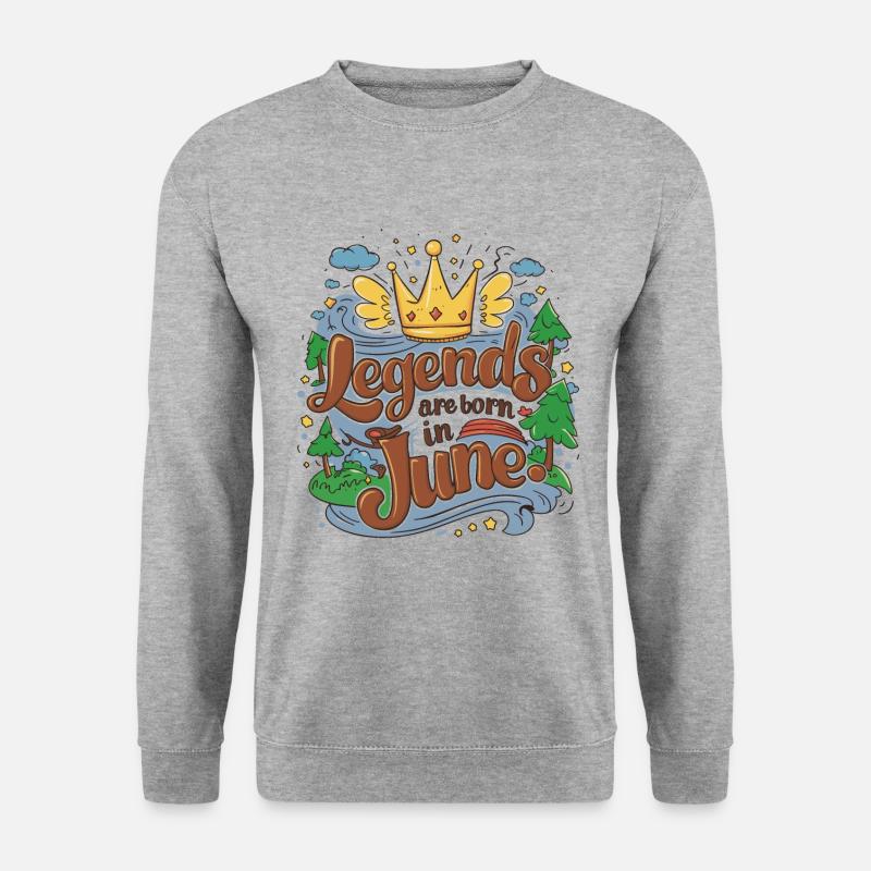 Legends are born in June - Unisex Pullover - Weißgrau meliert