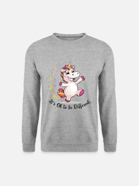 Lustiges Einhorn Einhörner Sprüche Fabelwesen Tier - Unisex Pullover - Weißgrau meliert