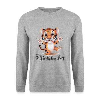 Mignon tigre 5e anniversaire cadeau animaux mignons - Sweat-shirt Unisexe - gris chiné - Devant - Alina (178cm) & Michal (187cm)