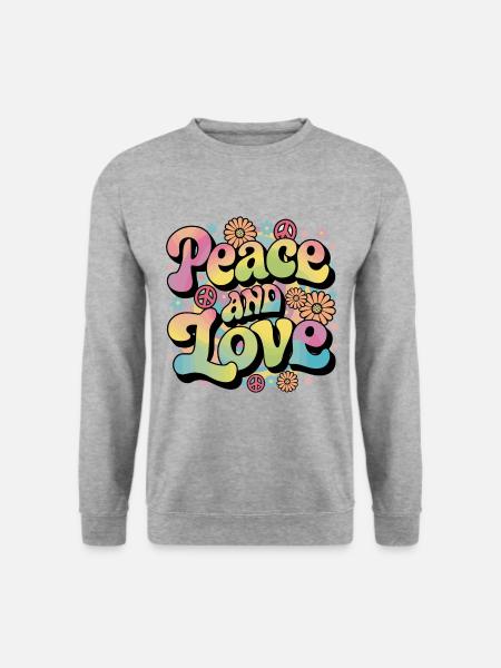 Peace And Love Hippie 1960er 1970er - Unisex Pullover - Weißgrau meliert