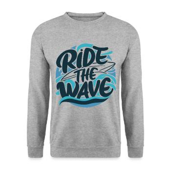 Ride the wave Surfen Surfbrett Sommer Urlaub - Unisex Pullover - Weißgrau meliert - Vorne - Alina (178cm) & Michal (187cm)