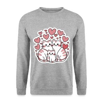 Cat family with hearts Cat lovers - Unisex Sweatshirt - salt & pepper - Front - Alina (178cm) & Michal (187cm)