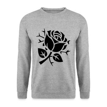 Abstract Rose with Thorns Minimalist Roses - Unisex Sweatshirt - salt & pepper - Front - Alina (178cm) & Michal (187cm)
