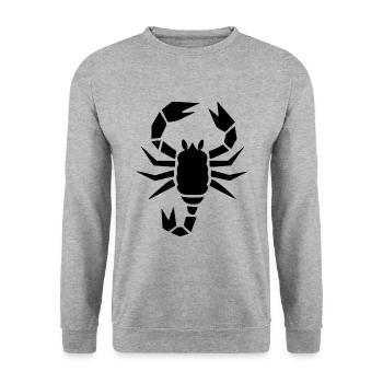 Abstrakter Skorpion Sternzeichen Tierkunst - Unisex Pullover - Weißgrau meliert - Vorne - Alina (178cm) & Michal (187cm)
