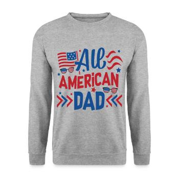 All American Dad Independence Day Amerika - Unisex Pullover - Weißgrau meliert - Vorne - Alina (178cm) & Michal (187cm)