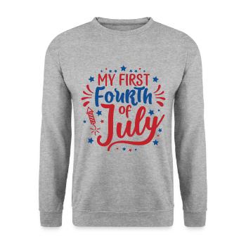 My First Fourth of July Independence Day Amerika - Unisex Pullover - Weißgrau meliert - Vorne - Alina (178cm) & Michal (187cm)