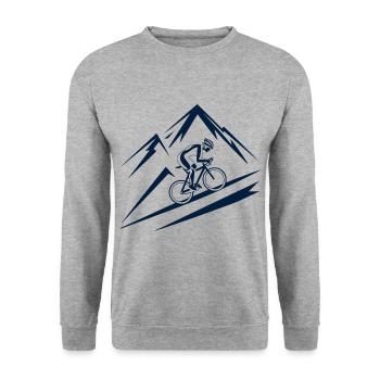 Fahrrad Berg Mountainbike Mountainbiker - Unisex Pullover - Weißgrau meliert - Vorne - Alina (178cm) & Michal (187cm)