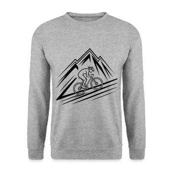 Fahrrad Berg Mountainbike Mountainbiker - Unisex Pullover - Weißgrau meliert - Vorne - Alina (178cm) & Michal (187cm)