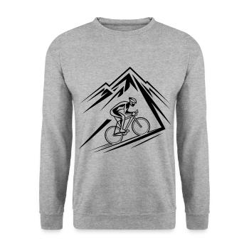 Fahrrad Berg Mountainbike Mountainbiker - Unisex Pullover - Weißgrau meliert - Vorne - Alina (178cm) & Michal (187cm)