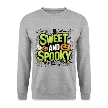 Doux et effrayant Doux dicton d’Halloween - Sweat-shirt Unisexe - gris chiné - Devant - Alina (178cm) & Michal (187cm)