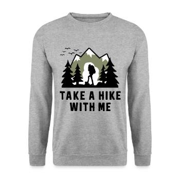 Wandern Wanderer Take A Hike With Me - Unisex Pullover - Weißgrau meliert - Vorne - Alina (178cm) & Michal (187cm)