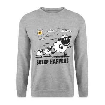Funny Sheep Sheep Happens - Unisex Sweatshirt - salt & pepper - Front - Alina (178cm) & Michal (187cm)