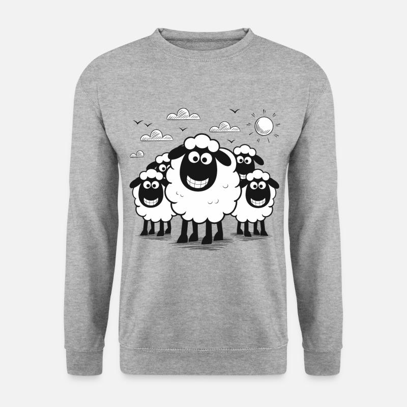 Lustige Schafe Schafherde Tiere - Unisex Pullover - Weißgrau meliert