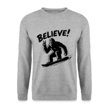 Sasquatch Bigfoot Snowboard Snowboarder - Unisex Sweatshirt - salt & pepper - Front - Alina (178cm) & Michal (187cm)