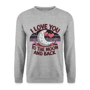 I love you to the Moon and back Valentine's Day - Unisex Sweatshirt - salt & pepper - Front - Alina (178cm) & Michal (187cm)