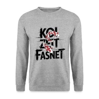 Koi Zeit Fasnet - Carnaval Carnaval - Sweat-shirt Unisexe - gris chiné - Devant - Alina (178cm) & Michal (187cm)