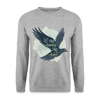 Laissez vos rêves prendre leur envol Oiseau mouette - Sweat-shirt Unisexe - gris chiné - Devant - Alina (178cm) & Michal (187cm)