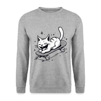 Skateboarder Skater Cat Skateboard Skating - Unisex Sweatshirt - salt & pepper - Front - Alina (178cm) & Michal (187cm)