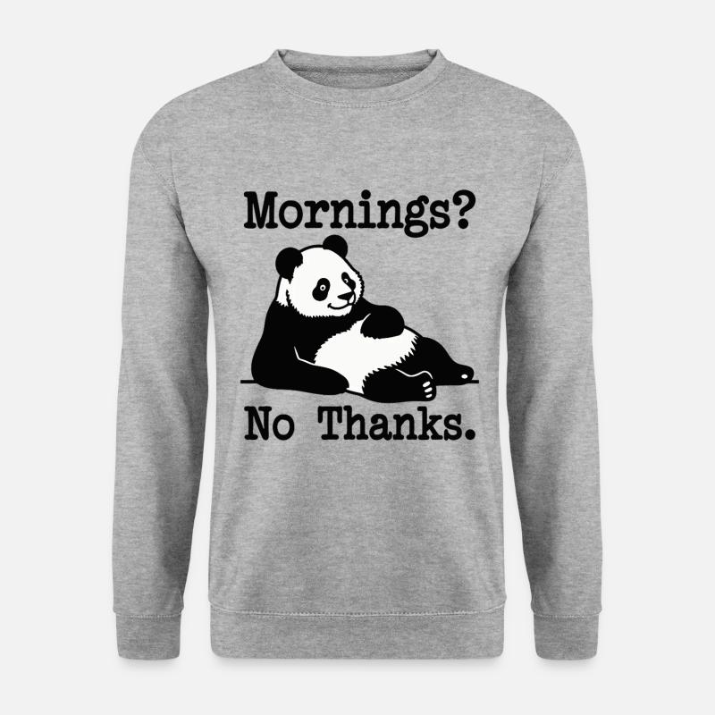 Mornings? No Thanks Panda - Unisex Pullover - Weißgrau meliert