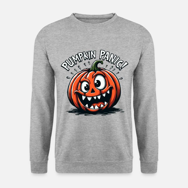 Pumpkin Panic Halloween - Unisex Pullover - Weißgrau meliert
