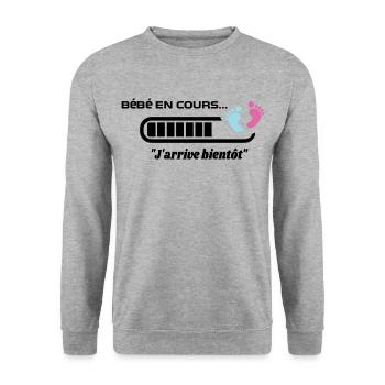 Bébé en cours de téléchargement annoncer grossesse - Sweat-shirt Unisexe - gris chiné - Devant - Alina (178cm) & Michal (187cm)