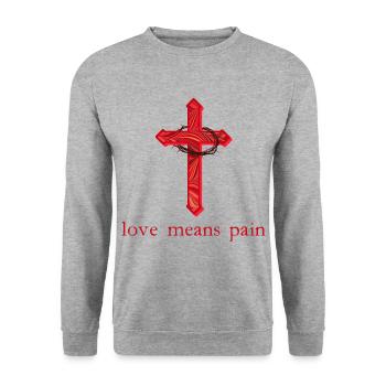Cross with Thorns E 18 - Unisex Sweatshirt - salt & pepper - Front - Alina (178cm) & Michal (187cm)