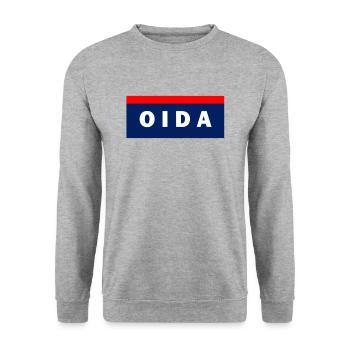 Cadeau chemise OIDA Police Vienne Autriche - Sweat-shirt Unisexe - gris chiné - Devant - Alina (178cm) & Michal (187cm)