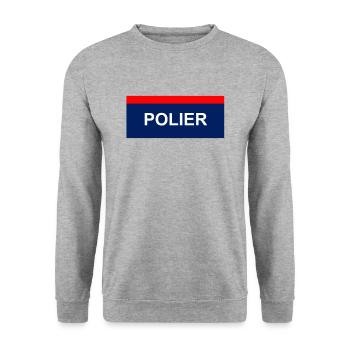 POLIER BAU STELLE ARBEIT GESCHENK POLIZEI OIDA - Unisex Pullover - Weißgrau meliert - Vorne - Alina (178cm) & Michal (187cm)