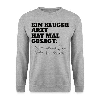 Arzt Ärztin Arzthelferin Krankenhaus lustig - Unisex Pullover - Weißgrau meliert - Vorne - Alina (178cm) & Michal (187cm)