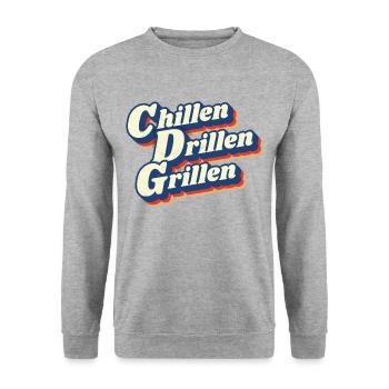 Angler Fische fangen, Angeltour, Angelurlaub - Unisex Pullover - Weißgrau meliert - Vorne - Alina (178cm) & Michal (187cm)