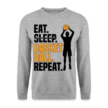 Eat Sleep Basketball Repeat I Girl Basketball player - Unisex Sweatshirt - salt & pepper - Front - Alina (178cm) & Michal (187cm)