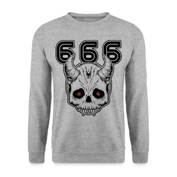 Diable 666 - Sweat-shirt Unisexe - gris chiné - Devant - Alina (178cm) & Michal (187cm)