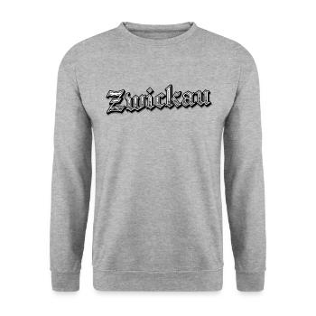 Zwickau Ostdeutschland Vintage Look - Unisex Pullover - Weißgrau meliert - Vorne - Alina (178cm) & Michal (187cm)