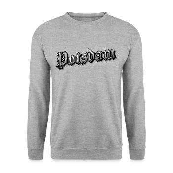 Potsdam Ostdeutschland Vintage Look - Unisex Pullover - Weißgrau meliert - Vorne - Alina (178cm) & Michal (187cm)