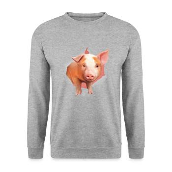 Pig drawing piglet farm - Unisex Sweatshirt - salt & pepper - Front - Alina (178cm) & Michal (187cm)