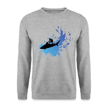 Ride the wave! - Unisex Sweatshirt - salt & pepper - Front - Alina (178cm) & Michal (187cm)