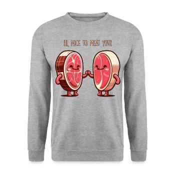 Nice to Meat You - Unisex Sweatshirt - salt & pepper - Front - Alina (178cm) & Michal (187cm)