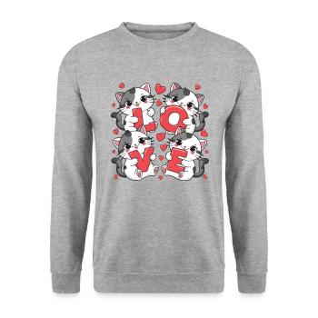 AMOUR Chats - Sweat-shirt Unisexe - gris chiné - Devant - Alina (178cm) & Michal (187cm)