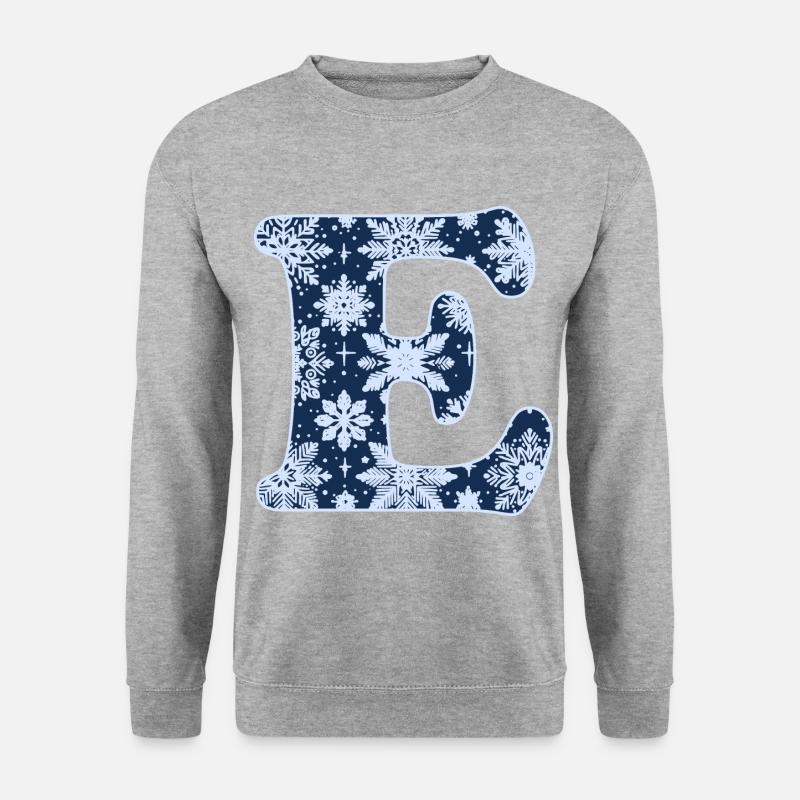 Buchstabe E Schneeflocken - Unisex Pullover - Weißgrau meliert