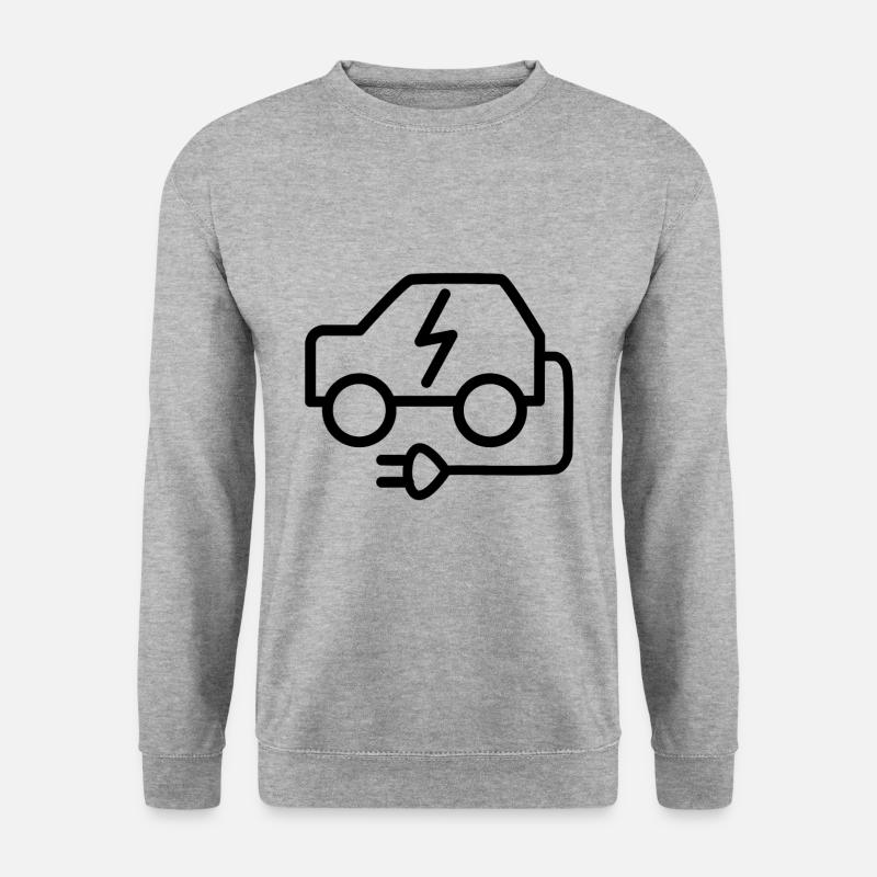 Elektroauto und Ladekabel - Unisex Pullover - Weißgrau meliert
