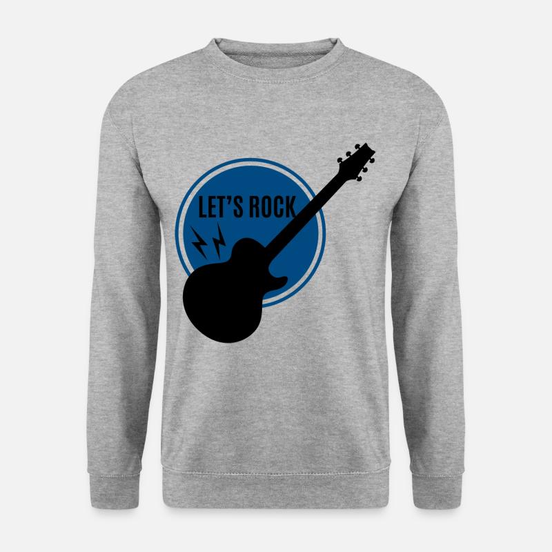 Gitarre - Guitar / Let's Rock !!!! ROCKBAND - Unisex Pullover - Weißgrau meliert