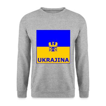 Die Ukraine - Unisex Pullover - Weißgrau meliert - Vorne - Alina (178cm) & Michal (187cm)