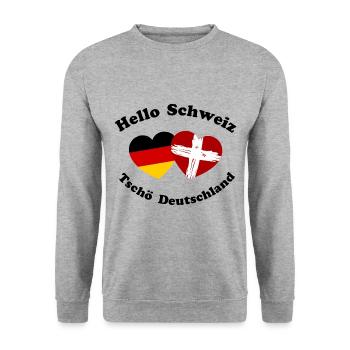 Hallo Schweiz - Unisex Pullover - Weißgrau meliert - Vorne - Alina (178cm) & Michal (187cm)
